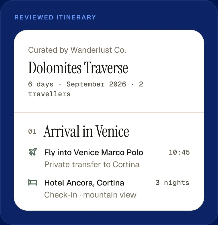 The reviewed Dolomites Traverse itinerary