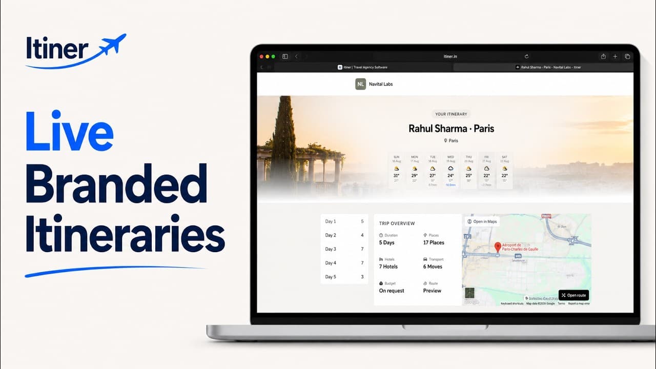 Itiner Demo: Live Branded Itinerary Links for Travel Agencies
