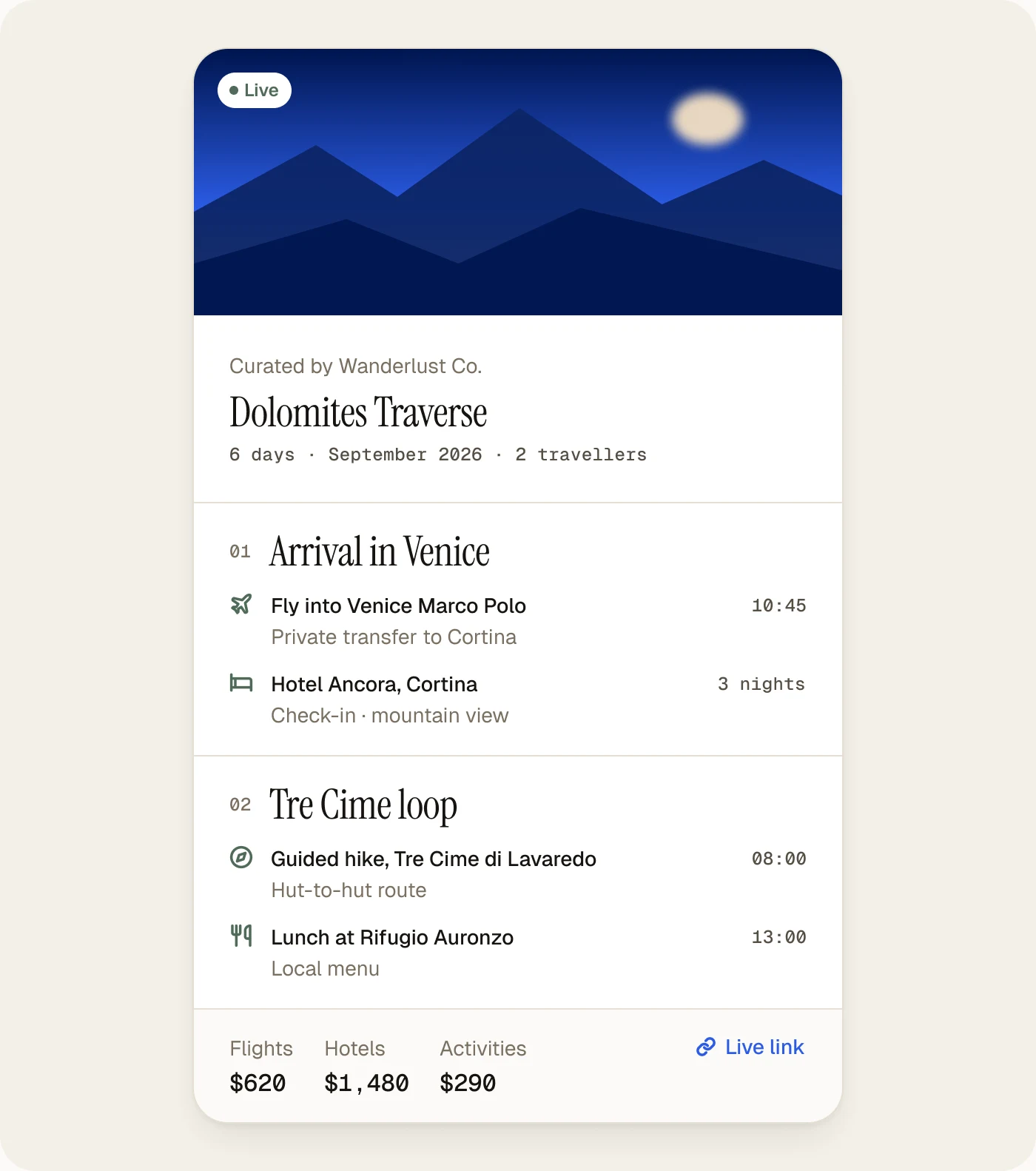 Client portal with quote options and approve button